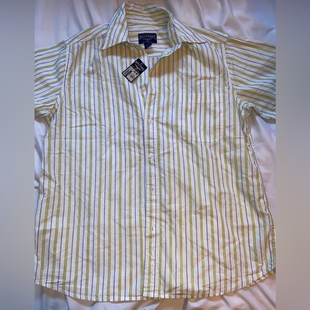 NEW VTG Steve & Barry's Button Down Shirt Men's Size Small Short Sleeve Green